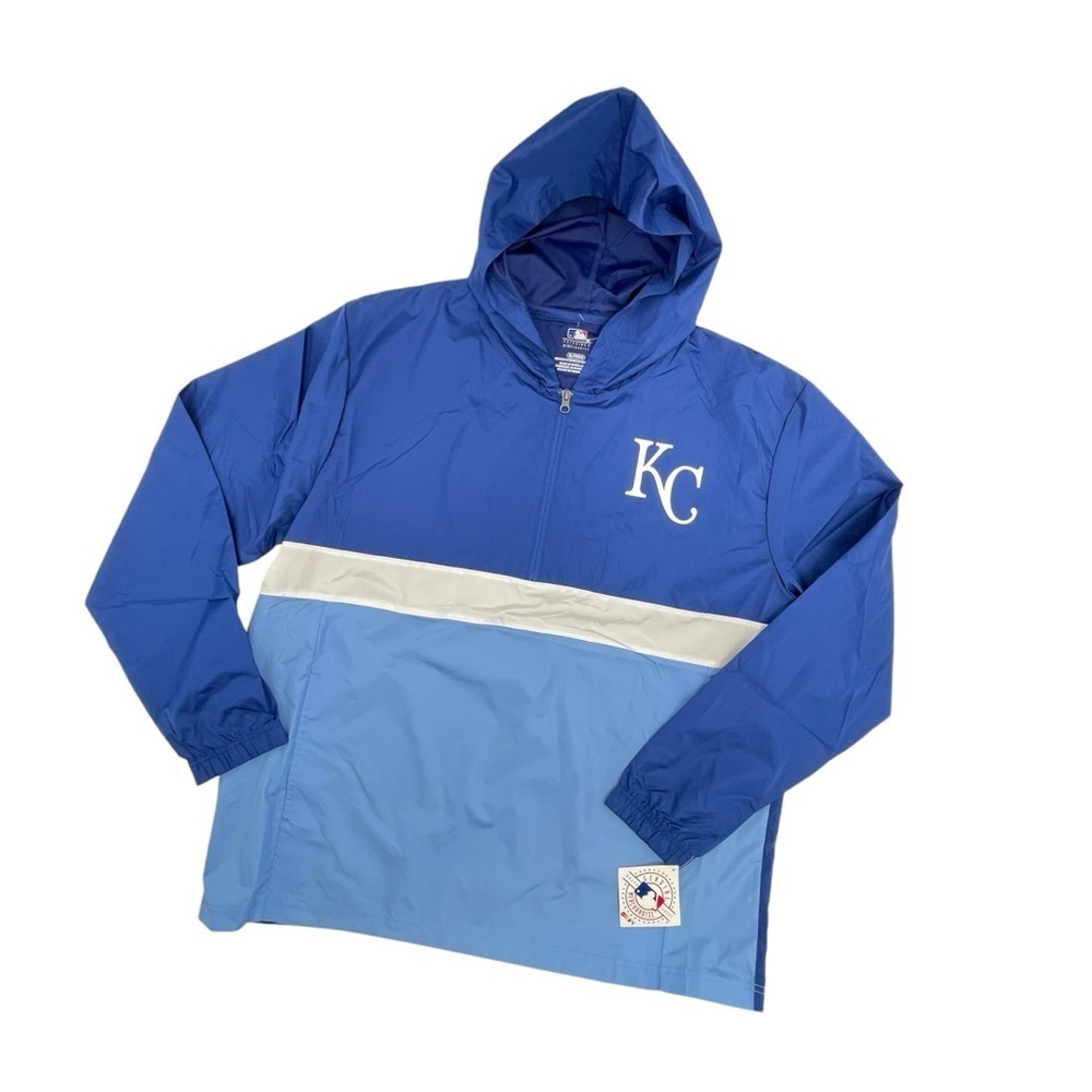Kansas City Royals windbreaker Size Large Genuine Merchandise 1/4 zip hood NWT